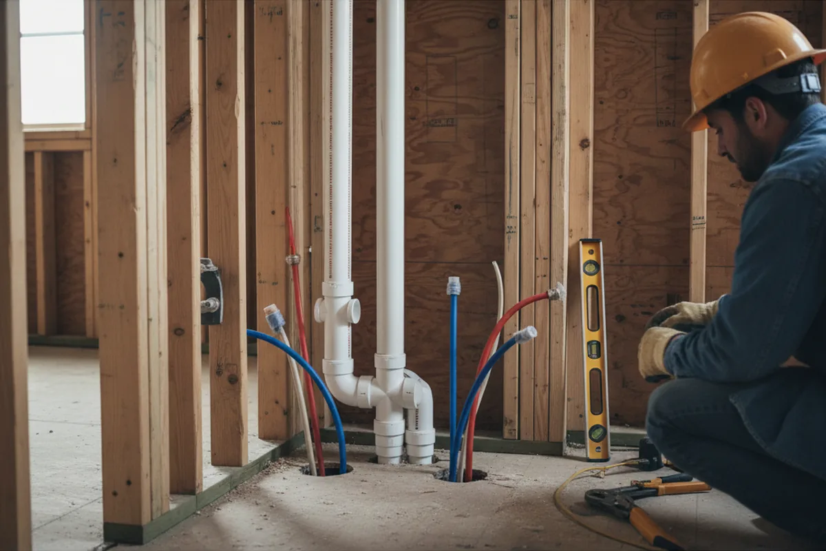 Drain and supply rough-in during Drain Cleaning in Poolville