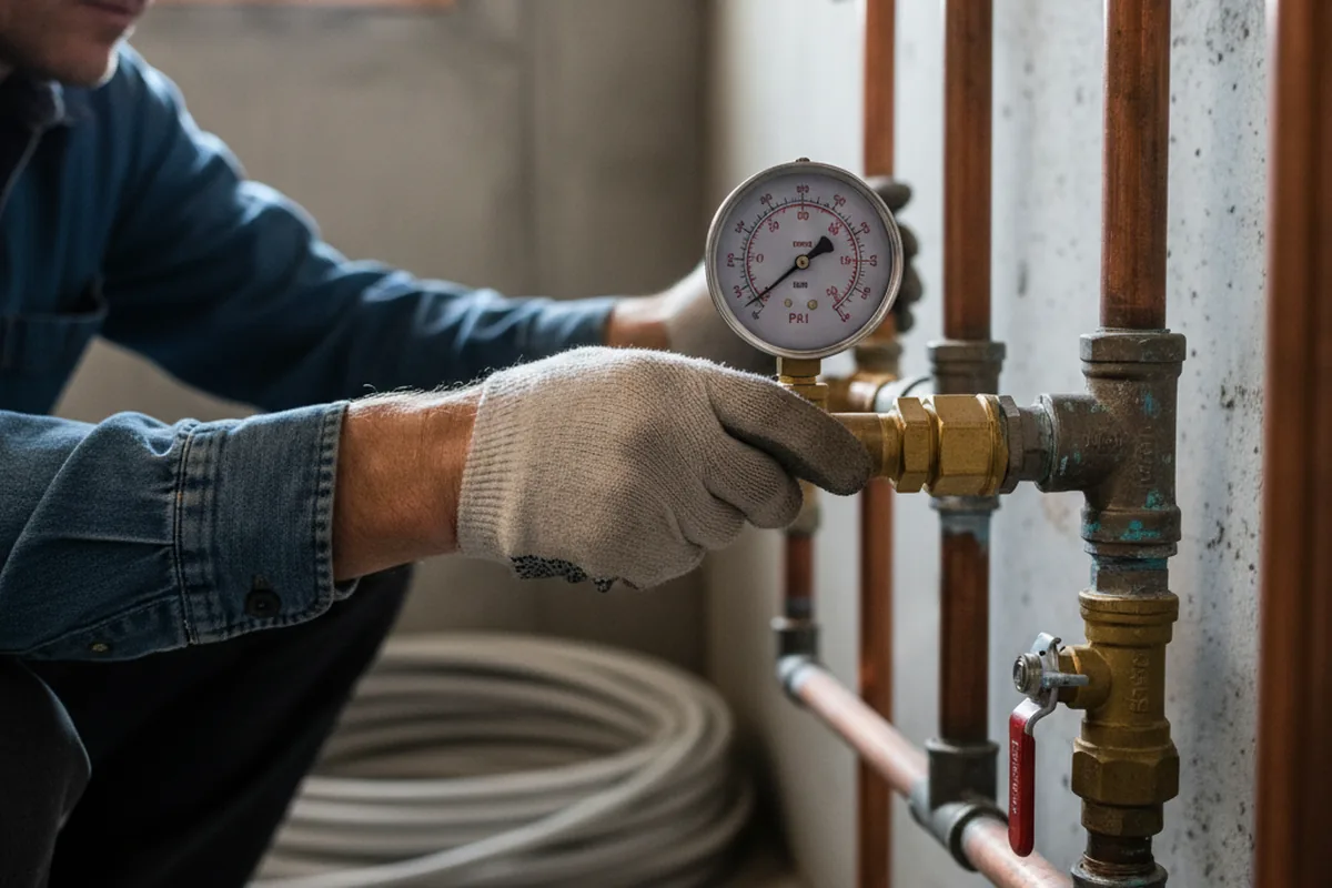 Pressure testing a repaired line during Water Line Repair in Poolville